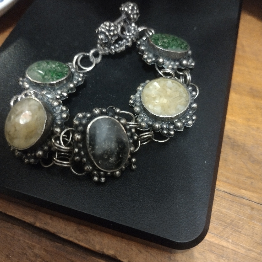 Silver Bracelet With Colored Inlay